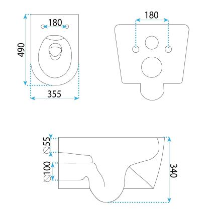 REA-C1652 - Fali WC GUSTAVO RIMLESS ülőkefével, kerámia/fehér