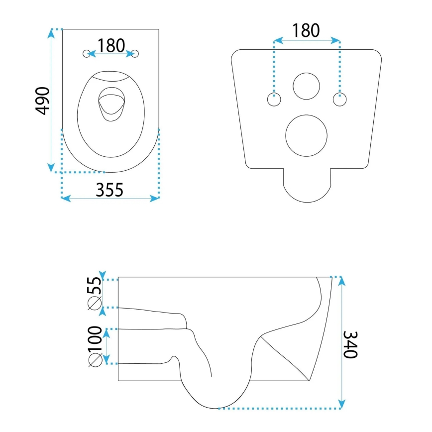 REA-C1652 - Fali WC GUSTAVO RIMLESS ülőkefével, kerámia/fehér