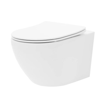 REA-C2760 - Falra szerelhető WC-ülőkével CARLO FLAT MINI RIMLESS kerámia/fényes fehér