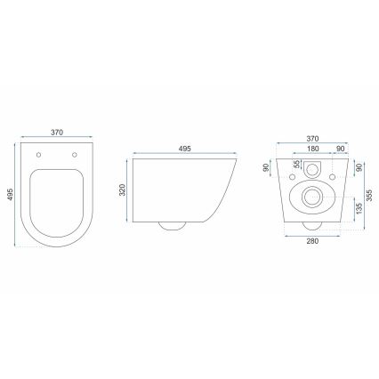 REA-C5500 - CARLO MINI TORNADO RIMLESS fali WC ülőkével kerámia/krémszínű