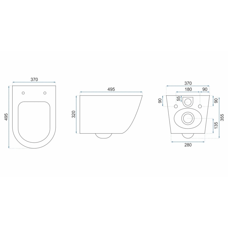 REA-C5500 - CARLO MINI TORNADO RIMLESS fali WC ülőkével kerámia/krémszínű
