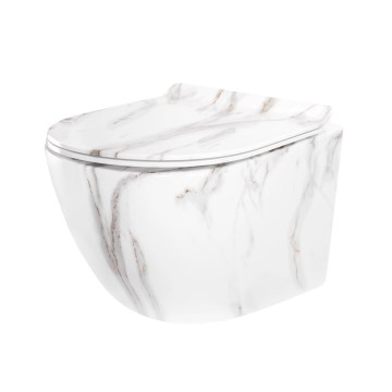 REA-C6390 - Fali WC ülőkével CARTER TORNADO RIMLESS, kerámia/kőhatású