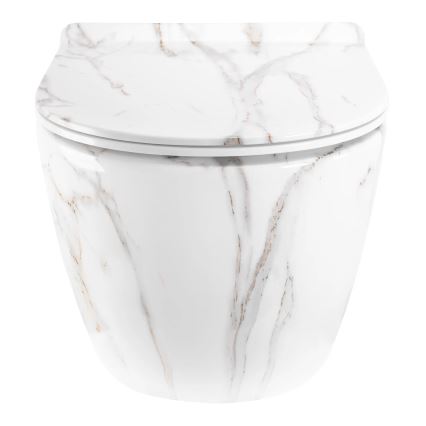 REA-C6390 - Fali WC ülőkével CARTER TORNADO RIMLESS, kerámia/kőhatású