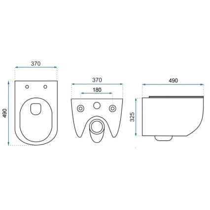 REA-C6390 - Fali WC ülőkével CARTER TORNADO RIMLESS, kerámia/kőhatású