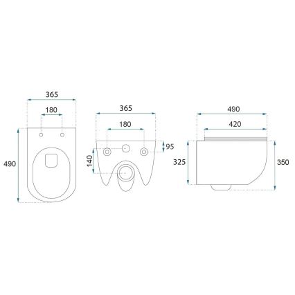 REA-C6806 - Falra szerelhető WC ülőkével CARLO MINI TORNADO RIMLESS, kerámia/fehér/arany
