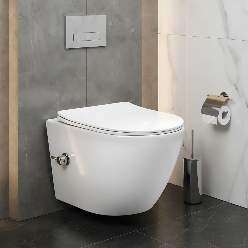 REA-C9701 - Fali WC bidé zuhannyal CARLO LUX kerámia/fehér