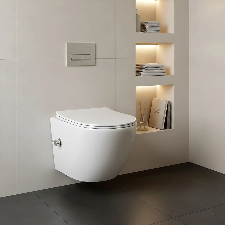 REA-C9701 - Fali WC bidé zuhannyal CARLO LUX kerámia/fehér