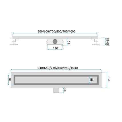 REA-G2503 - NEOX 80 cm-es rozsdamentes acél lefolyócsatorna