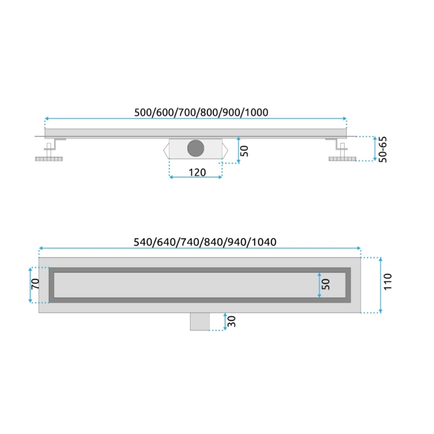 REA-G2503 - NEOX 80 cm-es rozsdamentes acél lefolyócsatorna