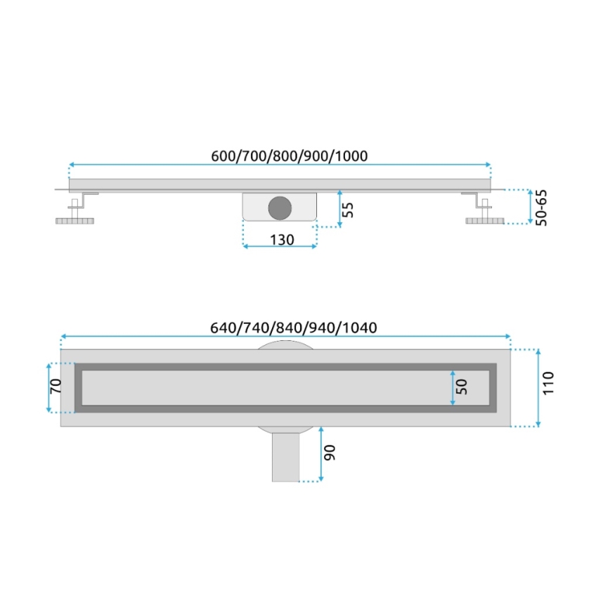 REA-G2703 - NEOX PRO 80 cm zuhanyfolyóka, rozsdamentes acél/szálcsiszolt arany