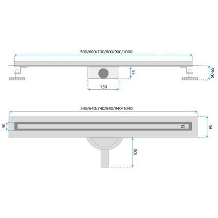 REA-G2710 - lefolyócsatorna NEOX SLIM 80 cm rozsdamentes acél/fekete