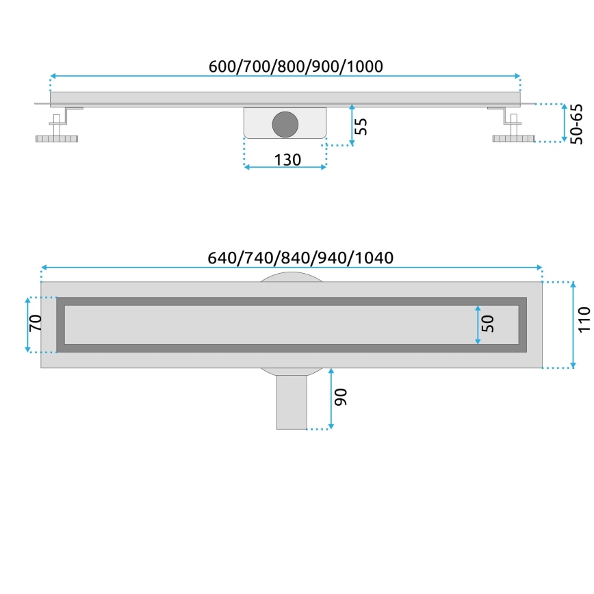 REA-G2738 - NEOX PRO 100 cm lineáris zuhanyfolyóka, arany