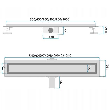 REA-G5806 - NEOX PRO 50 cm nikkelezett lineáris padlóösszefolyó