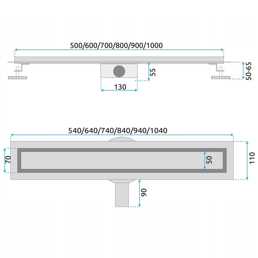 REA-G5806 - NEOX PRO 50 cm nikkelezett lineáris padlóösszefolyó