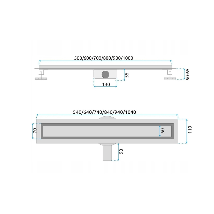 REA-G5808 - Lefolyócsatorna NEOX PRO 70 cm rozsdamentes acél