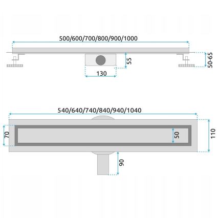 REA-G5810 - NEOX PRO 90 cm-es lefolyócsatorna, nikkel kivitel