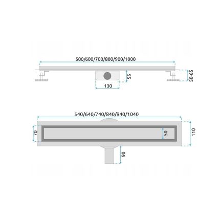 REA-G7802 - NEOX PRO 70 cm zuhanyfolyóka, rozsdamentes acél/fekete