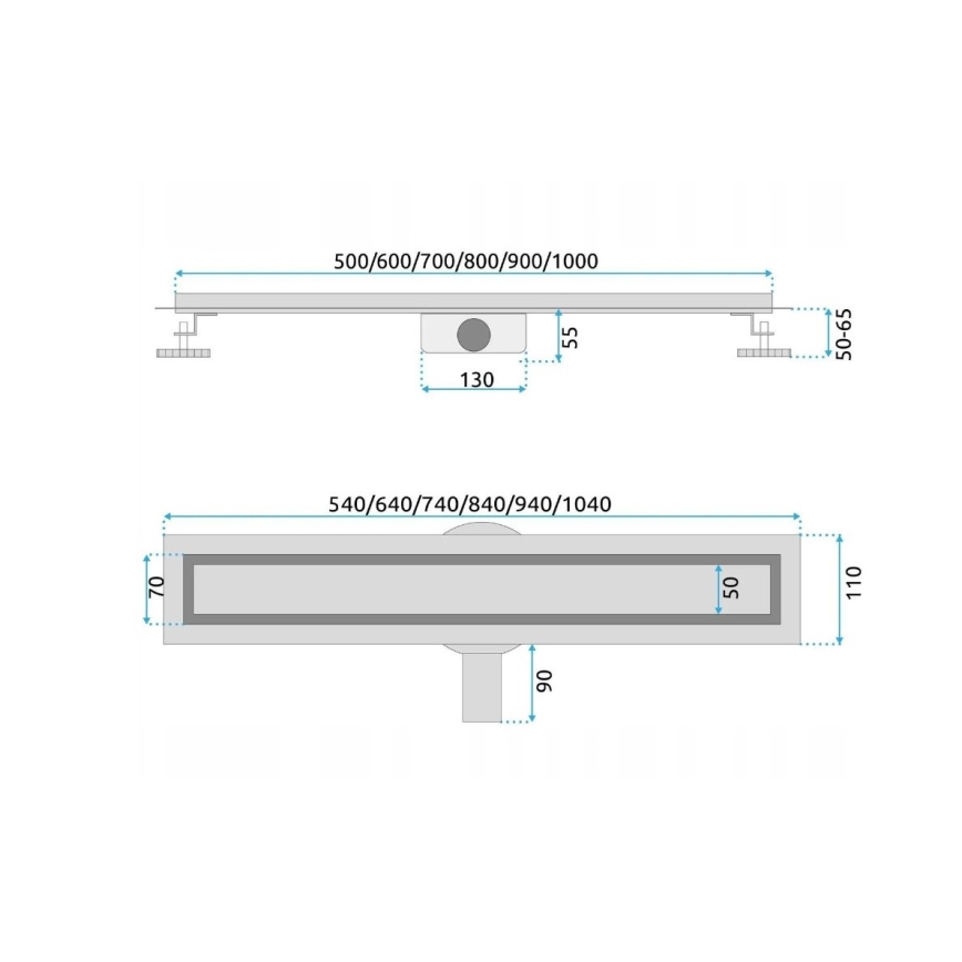 REA-G7802 - NEOX PRO 70 cm zuhanyfolyóka, rozsdamentes acél/fekete