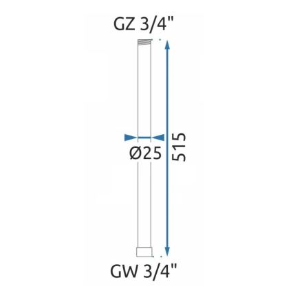 REA-K0880 - Hosszabbító rúd zuhany- és kádkészlethez, 51,5 cm, matt fekete