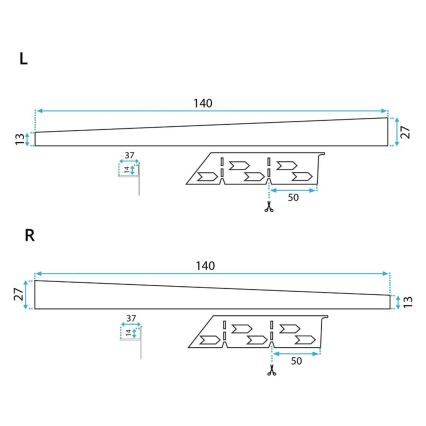 REA-K3218 - Lejtős profil 140 cm fekete