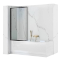 REA-K7390 - LAGOS kádparaván 140x80 cm fekete/átlátszó