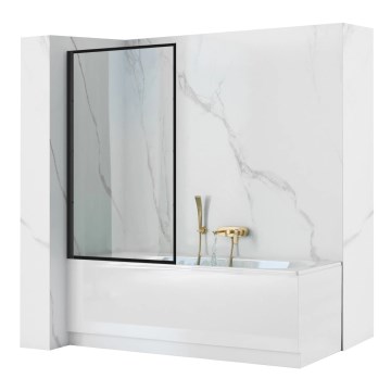 REA-K7632 - Mozgatható kádparaván LAGOS 140x70 cm fekete/átlátszó