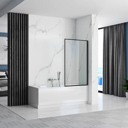 REA-K7632 - Mozgatható kádparaván LAGOS 140x70 cm fekete/átlátszó