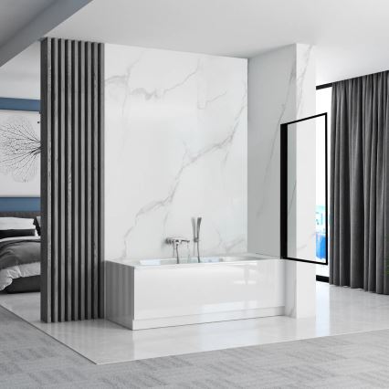 REA-K7632 - Mozgatható kádparaván LAGOS 140x70 cm fekete/átlátszó
