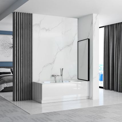 REA-K7633 - Mozgatható kádparaván LAGOS 140x80 cm fekete/átlátszó