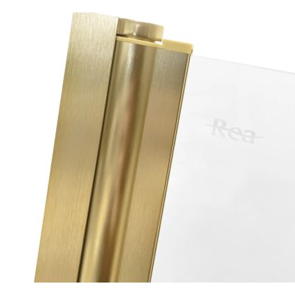 REA-K9777 - Összecsukható kádparaván AGAT 140x100 cm szálcsiszolt arany/átlátszó