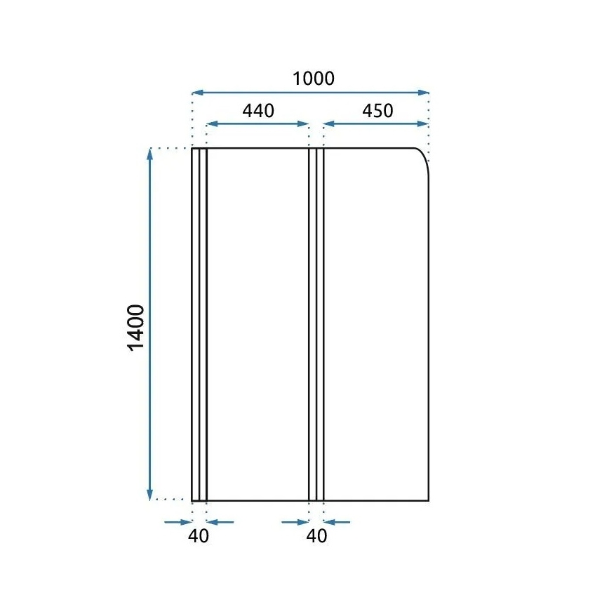 REA-K9777 - Összecsukható kádparaván AGAT 140x100 cm szálcsiszolt arany/átlátszó