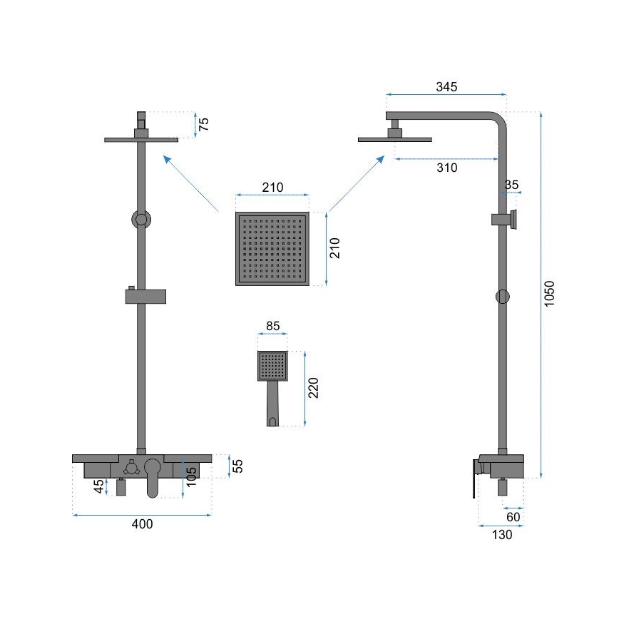 REA-P0636 - BRAVO matt fekete zuhanyszett