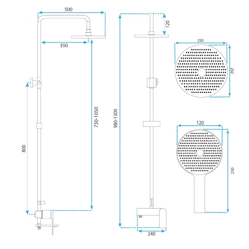 REA-P2400 - AVALON zuhanyszett csapteleppel, szálcsiszolt arany