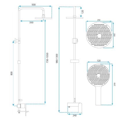 REA-P2418 - AVALON zuhanyszett csapteleppel, szálcsiszolt réz