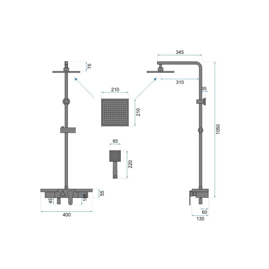 REA-P4121 - BRAVO zuhanyszett csapteleppel, szálcsiszolt arany