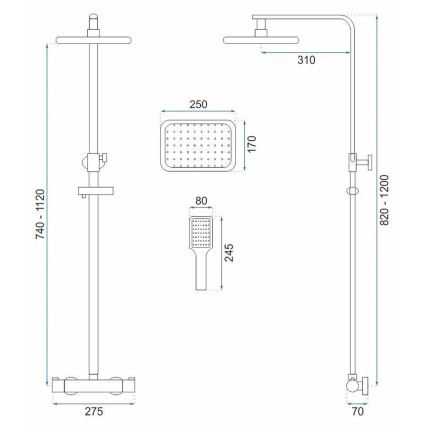 REA-P5004 - TOM termosztátos zuhanyszett, csiszolt arany