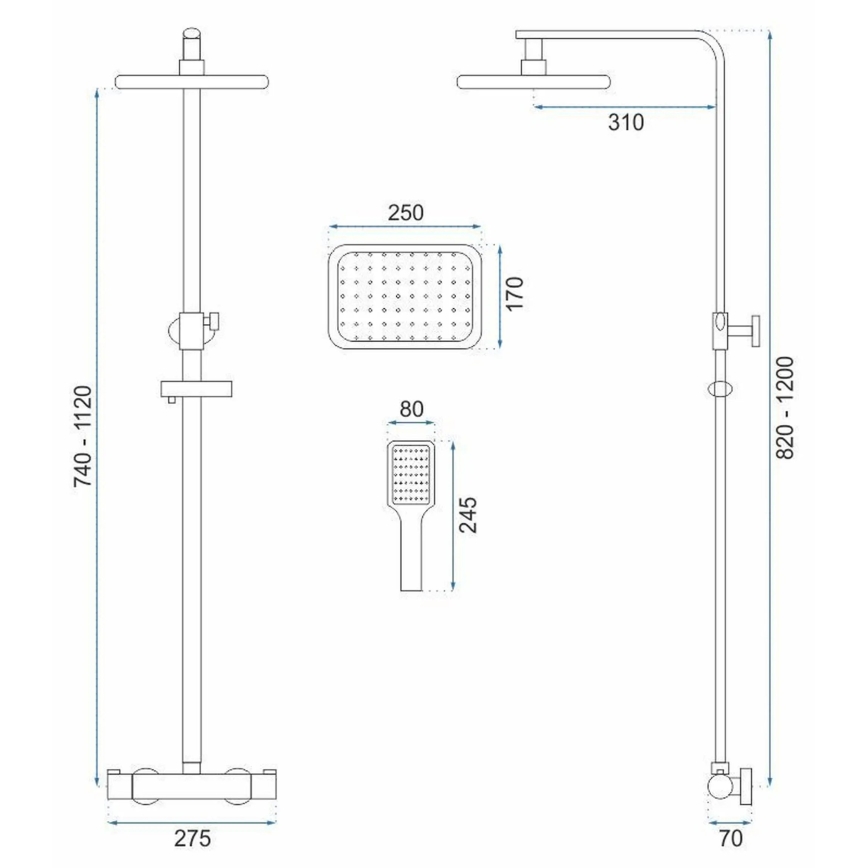 REA-P5004 - TOM termosztátos zuhanyszett, csiszolt arany