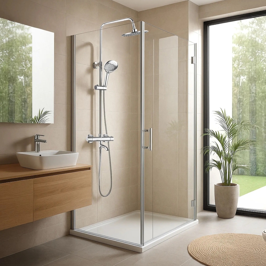 REA-P5961 - LUNGO DIAMOND termosztátos csaptelepes zuhanyszett fényes króm