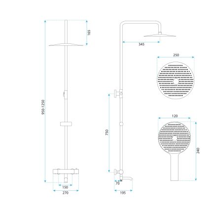 REA-P5961 - LUNGO DIAMOND termosztátos csaptelepes zuhanyszett fényes króm