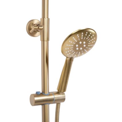 REA-P6604 - LUNGO zuhanyszett termosztátos csapteleppel, szálcsiszolt arany