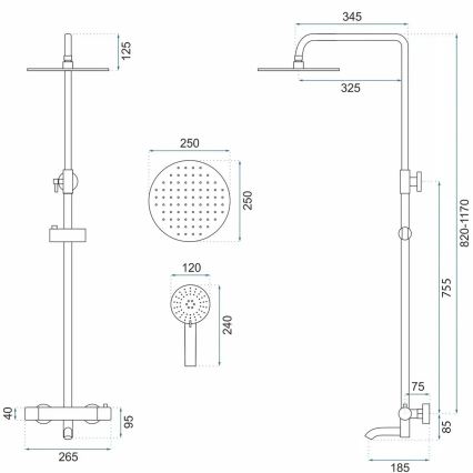 REA-P6607 - LUNGO termosztátos zuhanyszett, fényes króm