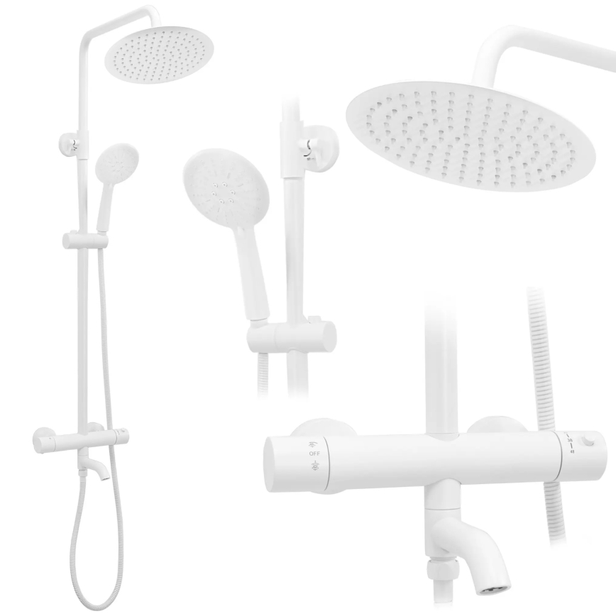 REA-P6608 - LUNGO termosztátos zuhanyszett, matt fehér