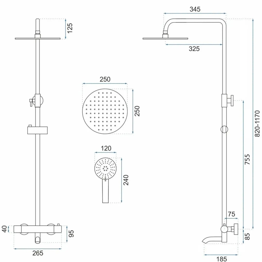 REA-P6608 - LUNGO termosztátos zuhanyszett, matt fehér