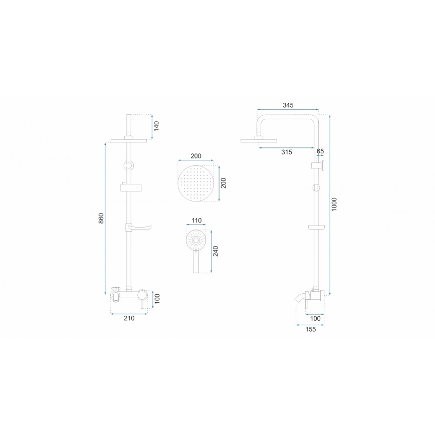 REA-P7006 - LUIS zuhanyszett arany kivitelben, csapteleppel