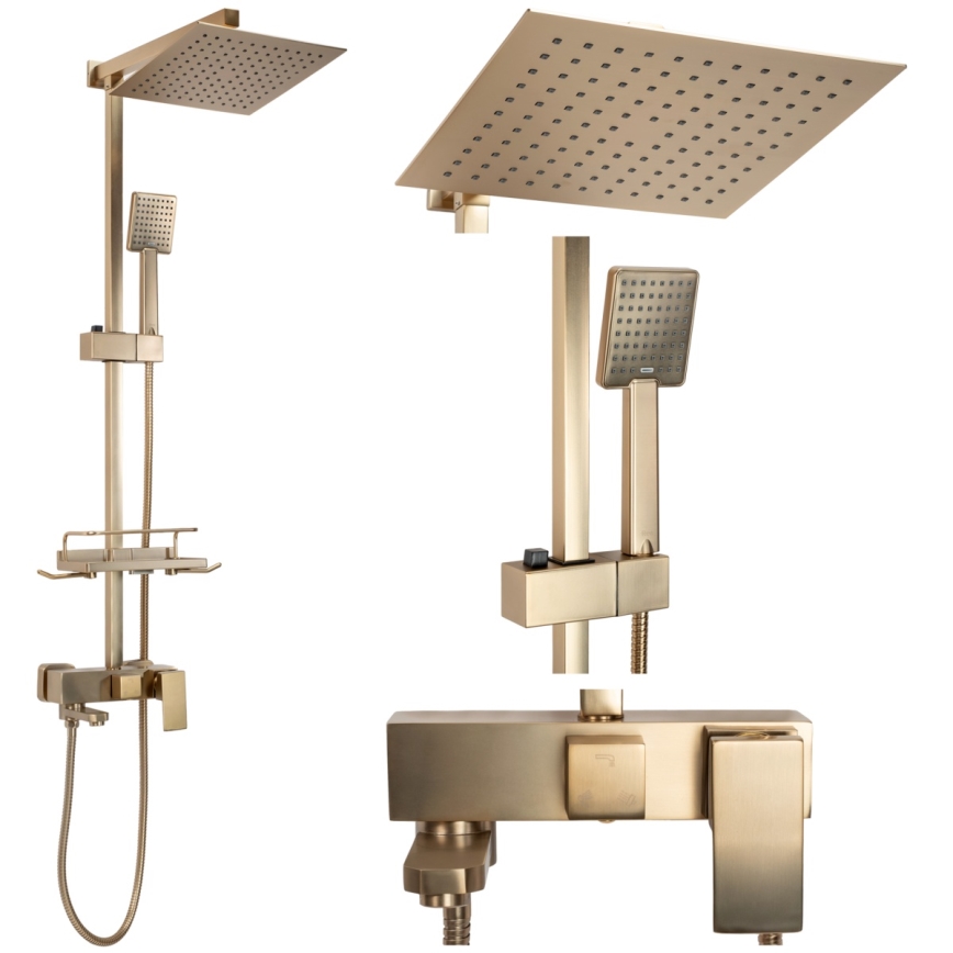 REA-P7050 - JACK csaptelepes zuhanyszett, szálcsiszolt arany