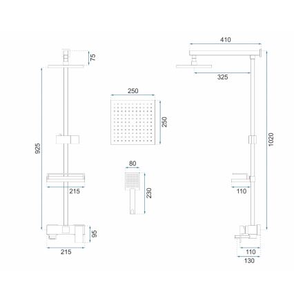 REA-P7050 - JACK csaptelepes zuhanyszett, szálcsiszolt arany