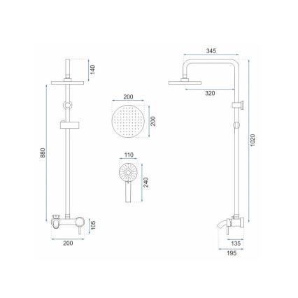REA-P7051 - Zuhanyszett csapteleppel LUIS szálcsiszolt arany