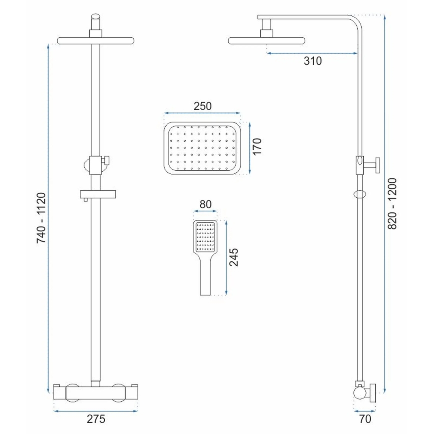 REA-P7100 - TOM termosztátos zuhanyszett, fényes króm
