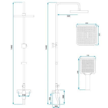 REA-P7841 - ARGUS zuhanyszett csapteleppel, szálcsiszolt arany