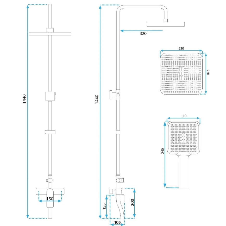 REA-P7841 - ARGUS zuhanyszett csapteleppel, szálcsiszolt arany